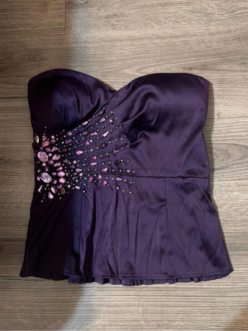 Strapless Embellished Purple Bustier Dress